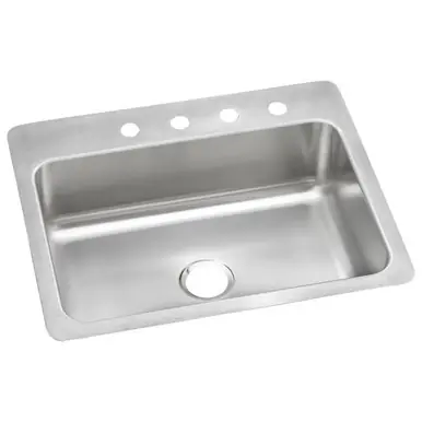 Affordable ELKAY DSESR127224 Dayton Stainless Steel 27" x 22" x 8", 4-Hole Single Bowl Undermount or Drop-in Sink
