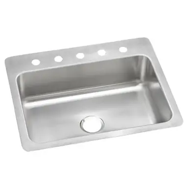 ELKAY DSESR127225 Dayton Stainless Steel 27" x 22" x 8", 5-Hole Single Bowl Undermount or Drop-in Sink Limited Offer