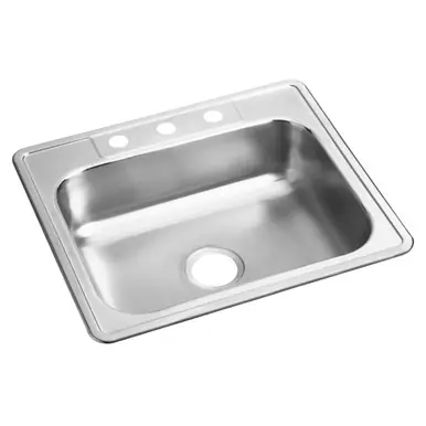 ELKAY DW50125223 Dayton Stainless Steel 25" x 22" x 6-9/16", 3-Hole Single Bowl Drop-in Sink (50 Pack) Brand New