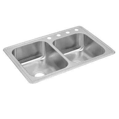 Hot Picks ELKAY DXR250R3 Dayton Stainless Steel 33" x 22" x 8-3/16", Offset 3-Hole Double Bowl Drop-in Sink