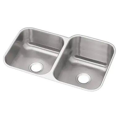 Place Order ELKAY DXUH312010L Dayton Stainless Steel 31-3/4" x 20-1/2" x 10", 40/60 Double Bowl Undermount Sink