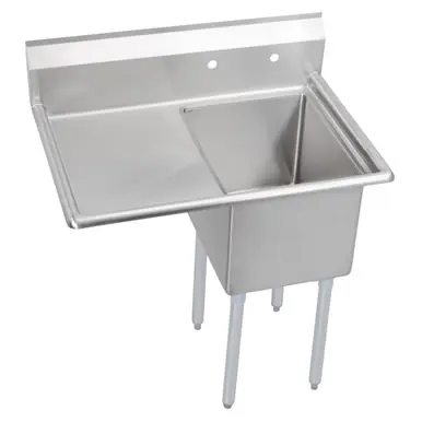 Low Price ELKAY E1C16X20-L-18X Dependabilt Stainless Steel 36-1/2" x 25-13/16" x 43-3/4" 18 Gauge One Compartment Sink w/ 18" Left Drainboard and Stainless Steel Legs