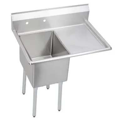 ELKAY E1C16X20-R-18X Dependabilt Stainless Steel 36-1/2" x 25-13/16" x 43-3/4" 18 Gauge One Compartment Sink w/ 18" Right Drainboard and Stainless Steel Legs Free Returns