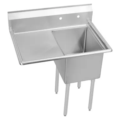 Deal ELKAY E1C24X24-L-24X Dependabilt Stainless Steel 50-1/2" x 29-13/16" x 43-3/4" 18 Gauge One Compartment Sink w/ 24" Left Drainboard and Stainless Steel Legs
