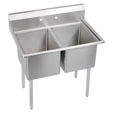ELKAY E2C16X20-0X Dependabilt Stainless Steel 39" x 25-13/16" x 43-3/4" 18 Gauge Two Compartment Sink with Stainless Steel Legs Discount