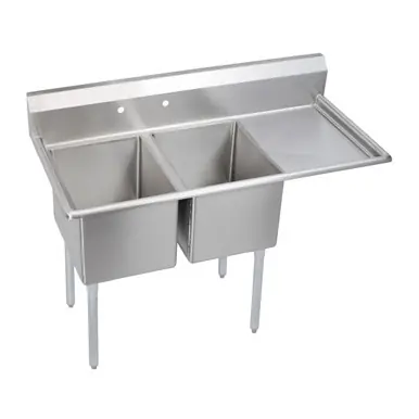ELKAY E2C16X20-R-18X Dependabilt Stainless Steel 54-1/2" x 25-13/16" x 43-3/4" 18 Gauge Two Compartment Sink w/ 18" Right Drainboard and Stainless Steel Legs Trending