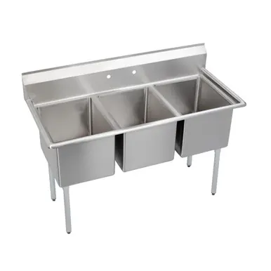 Best Choice ELKAY E3C24X24-0X Dependabilt Stainless Steel 81" x 29-13/16" x 43-3/4" 18 Gauge Three Compartment Sink with Stainless Steel Legs