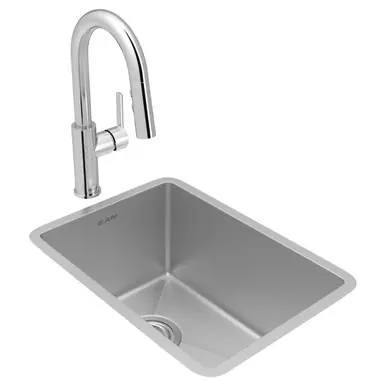 Save Now ELKAY ECTRU12179TFCC Crosstown 18 Gauge Stainless Steel 13-1/2" x 18-1/2" x 9", Single Bowl Undermount Bar Sink & Faucet Kit with Drain