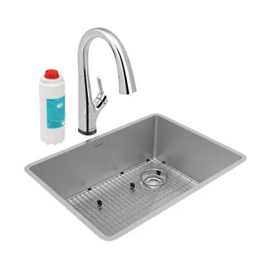 ELKAY ECTRU24179RTFLC Crosstown 18 Gauge Stainless Steel 25-1/2" x 18-1/2" x 9", Single Bowl Undermount Sink Kit with Filtered Faucet Hot Deal