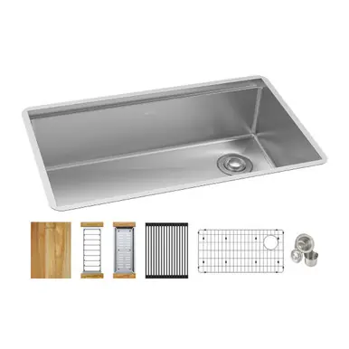 ELKAY ECTRU30169RTWC Crosstown 18 Gauge Workstation Stainless Steel, 31-1/2" x 18-1/2" x 9" Single Bowl Undermount Sink Kit Final Sale