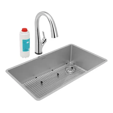 Limited Edition ELKAY ECTRU30179RTFLC Crosstown 18 Gauge Stainless Steel 31-1/2" x 18-1/2" x 9", Single Bowl Undermount Sink Kit with Filtered Faucet