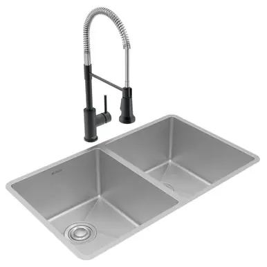 ELKAY ECTRU31179TFMC Crosstown 18 Gauge Stainless Steel 31-1/2" x 18-1/2" x 9", Equal Double Bowl Undermount Sink & Faucet Kit with Drain Brand New