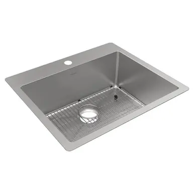Clearance ELKAY ECTSR25229TBG1 Crosstown 18 Gauge Stainless Steel 25" x 22" x 9", 1-Hole Single Bowl Undermount or Drop-in Sink Kit