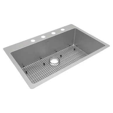Limited Edition ELKAY ECTSRS33229TBG4 Crosstown 18 Gauge Stainless Steel 33" x 22" x 9", 4-Hole Single Bowl Undermount or Drop-in Sink Kit