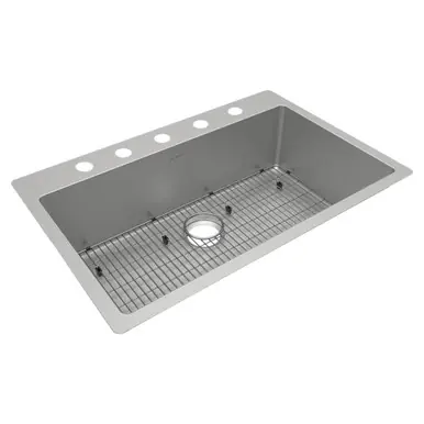 Markdown ELKAY ECTSRS33229TBG5 Crosstown 18 Gauge Stainless Steel 33" x 22" x 9", 5-Hole Single Bowl Undermount or Drop-in Sink Kit