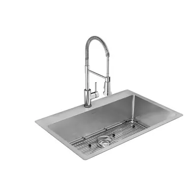 Best Choice ELKAY ECTSRS33229TFC Crosstown 18 Gauge Stainless Steel 33" x 22" x 9", 1-Hole Single Bowl Undermount or Drop-in Sink Kit with Faucet