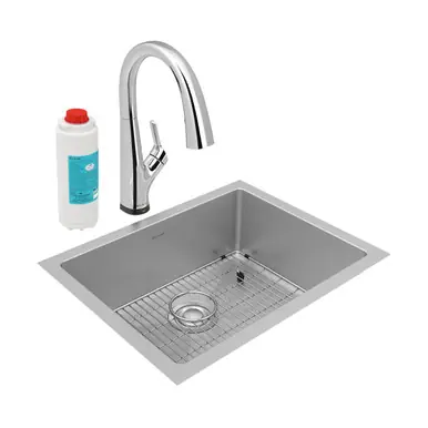 ELKAY EFRU2115TFLC Crosstown 16 Gauge Stainless Steel 23-1/2" x 18-1/4" x 8", Single Bowl Undermount Sink Kit with Filtered Faucet Warranty Included