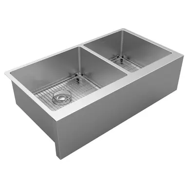 High Quality ELKAY EFRUFF23417DBG Crosstown 16 Gauge Stainless Steel 35-7/8" x 20-1/4" x 9" Double Bowl Tall Farmhouse Sink Kit