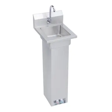 Deal ELKAY EHS-14-PEDX Stainless Steel 14" x 16-1/2" x 42" 18 Gauge Hand Sink with Pedestal Base Foot Valve and Faucet