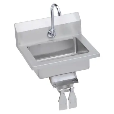 ELKAY EHS-18-KVX Stainless Steel 18" x 14-1/2" x 11" 18 Gauge Hand Sink with Knee Valve and Faucet Fan Favorite
