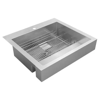 ELKAY ELDSSF30279DBG Dart Canyon Stainless Steel 29-7/8" x 27-1/4" x 9-5/8", 1-Hole Single Bowl Farmhouse ADA Workstation Sink with 4-13/16", Deep Work Shelf Warranty Included