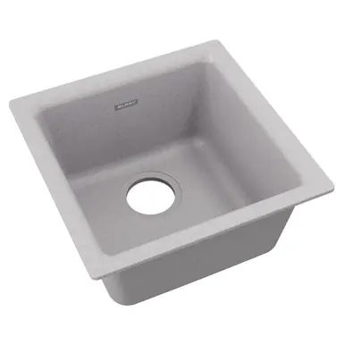 ELKAY ELG1616GS0 Quartz Classic 15-3/4" x 15-3/4" x 7-11/16", Single Bowl Undermount or Drop-in Bar Sink, Greystone Bulk Order