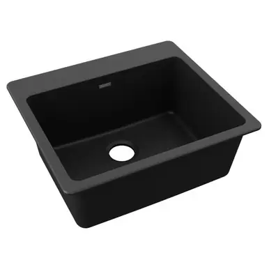 ELKAY ELG2522BK0 Quartz Classic 25" x 22" x 9-1/2", Single Bowl Drop-in Sink, - Black Free Returns