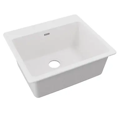 Crafted ELKAY ELG2522WH0 Quartz Classic 25" x 22" x 9-1/2", Single Bowl Drop-in Sink, - White