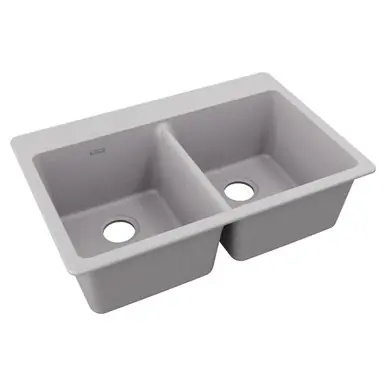 ELKAY ELG3322GS0 Quartz Classic 33" x 22" x 9-1/2", Equal Double Bowl Drop-in Sink, Greystone Fan Favorite