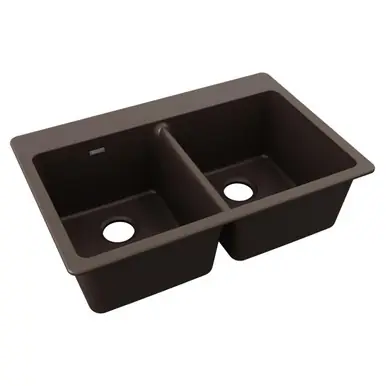 Free Shipping ELKAY ELG3322MC0 Quartz Classic 33" x 22" x 9-1/2", Equal Double Bowl Drop-in Sink, Mocha