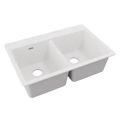 ELKAY ELG3322WH0 Quartz Classic 33" x 22" x 9-1/2", Equal Double Bowl Drop-in Sink, - White Wholesale
