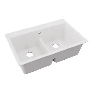 ELKAY ELGDLB3322WH0 Quartz Classic 33" x 22" x 10", Equal Double Bowl Drop-in Sink with Aqua Divide, - White Don’t Miss Out