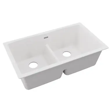 ELKAY ELGDULB3322WH0 Quartz Classic 33" x 19" x 10", Equal Double Bowl Undermount Sink with Aqua Divide, - White High Quality