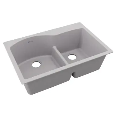 ELKAY ELGH3322RGS0 Quartz Classic 33" x 22" x 10", Offset 60/40 Double Bowl Drop-in Sink with Aqua Divide, Greystone High Quality