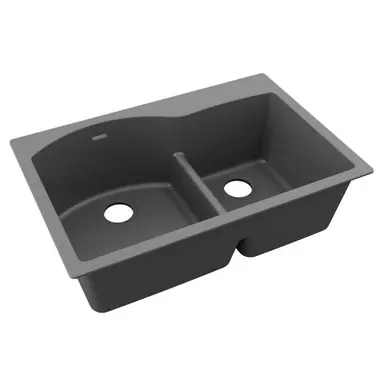 ELKAY ELGH3322RGY0 Quartz Classic 33" x 22" x 10", Offset 60/40 Double Bowl Drop-in Sink with Aqua Divide, Dusk - Gray Certified