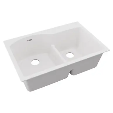 ELKAY ELGH3322RWH0 Quartz Classic 33" x 22" x 10", Offset 60/40 Double Bowl Drop-in Sink with Aqua Divide, - White Don’t Miss Out