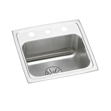 ELKAY LRAD171665PD2 Lustertone Classic Stainless Steel 17" x 16" x 6-1/2", 2-Hole Single Bowl Drop-in ADA Sink with Perfect Drain Fan Favorite