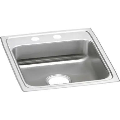 ELKAY LRAD1720602 Lustertone Classic Stainless Steel 17" x 20" x 6", 2-Hole Single Bowl Drop-in ADA Sink Direct From Manufacturer