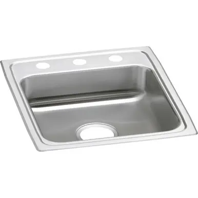 Super Sale ELKAY LRAD1720603 Lustertone Classic Stainless Steel 17" x 20" x 6", 3-Hole Single Bowl Drop-in ADA Sink