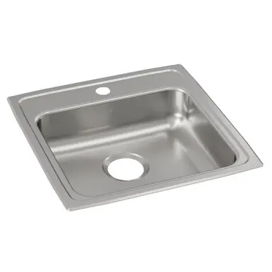 Seasonal Sale ELKAY LRAD1919501 Lustertone Classic Stainless Steel 19-1/2" x 19" x 5", 1-Hole Single Bowl Drop-in ADA Sink