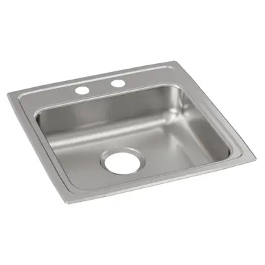 Cheap ELKAY LRAD1919502 Lustertone Classic Stainless Steel 19-1/2" x 19" x 5", 2-Hole Single Bowl Drop-in ADA Sink