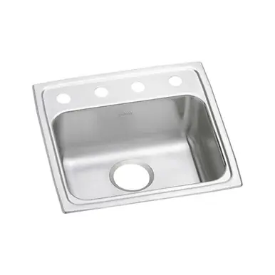 ELKAY LRAD191960OS4 Lustertone Classic Stainless Steel 19-1/2" x 19" x 6", OS4-Hole Single Bowl Drop-in ADA Sink Budget