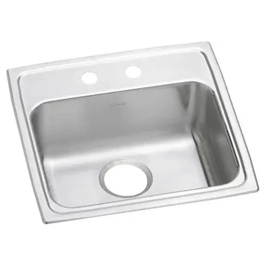 Clearance ELKAY LRAD1919652 Lustertone Classic Stainless Steel 19-1/2" x 19" x 6-1/2", 2-Hole Single Bowl Drop-in ADA Sink