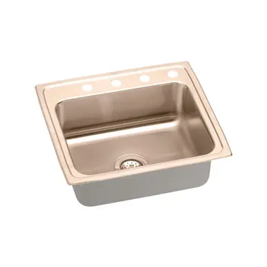 Trusted Brand ELKAY LRAD2219555-CU CuVerro Antimicrobial Copper 22" x 19-1/2" x 5-1/2", 5-Hole Single Bowl Drop-in ADA Sink