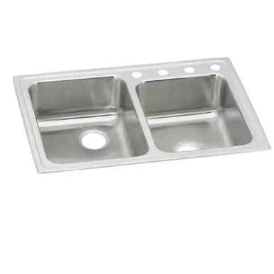Premium ELKAY LRAD250600 Lustertone Classic Stainless Steel 33" x 22" x 6", Offset 0-Hole Double Bowl Drop-in ADA Sink