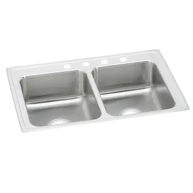 Crafted ELKAY LRAD2918500 Lustertone Classic Stainless Steel 29" x 18" x 5", Equal Double Bowl Drop-in ADA Sink
