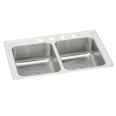 Worldwide Shipping ELKAY LRAD291865PD1 Lustertone Classic Stainless Steel 29" x 18" x 6-1/2", 1-Hole Equal Double Bowl Drop-in ADA Sink with Perfect Drain