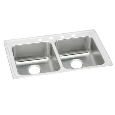 Limited Time ELKAY LRAD292255MR2 Lustertone Classic Stainless Steel 29" x 22" x 5-1/2", MR2-Hole Equal Double Bowl Drop-in ADA Sink