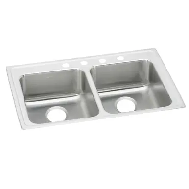 Sale ELKAY LRAD3319501 Lustertone Classic Stainless Steel 33" x 19-1/2" x 5", 1-Hole Equal Double Bowl Drop-in ADA Sink