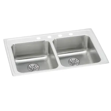 Budget ELKAY LRAD292265PD2 Lustertone Classic Stainless Steel 29" x 22" x 6-1/2", 2-Hole Equal Double Bowl Drop-in ADA Sink with Perfect Drain